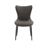 set di 4 sedie bondi beach in similpelle grigio e gambe in metallo nero, dettaglio della struttura in legno, metallo o...