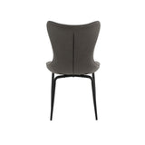 set di 4 sedie bondi beach in similpelle grigio e gambe in metallo nero, seduta ergonomica per comfort quotidiano