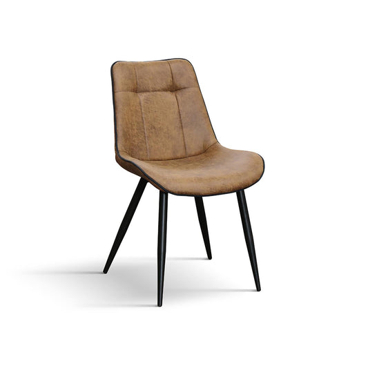 set di 4 sedie bruxelles in ecopelle cammello e gambe in metallo nero, sedia dal design moderno per sala da pranzo o...