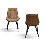 set di 4 sedie bruxelles in ecopelle cammello e gambe in metallo nero, dettaglio della struttura in legno, metallo o plastica