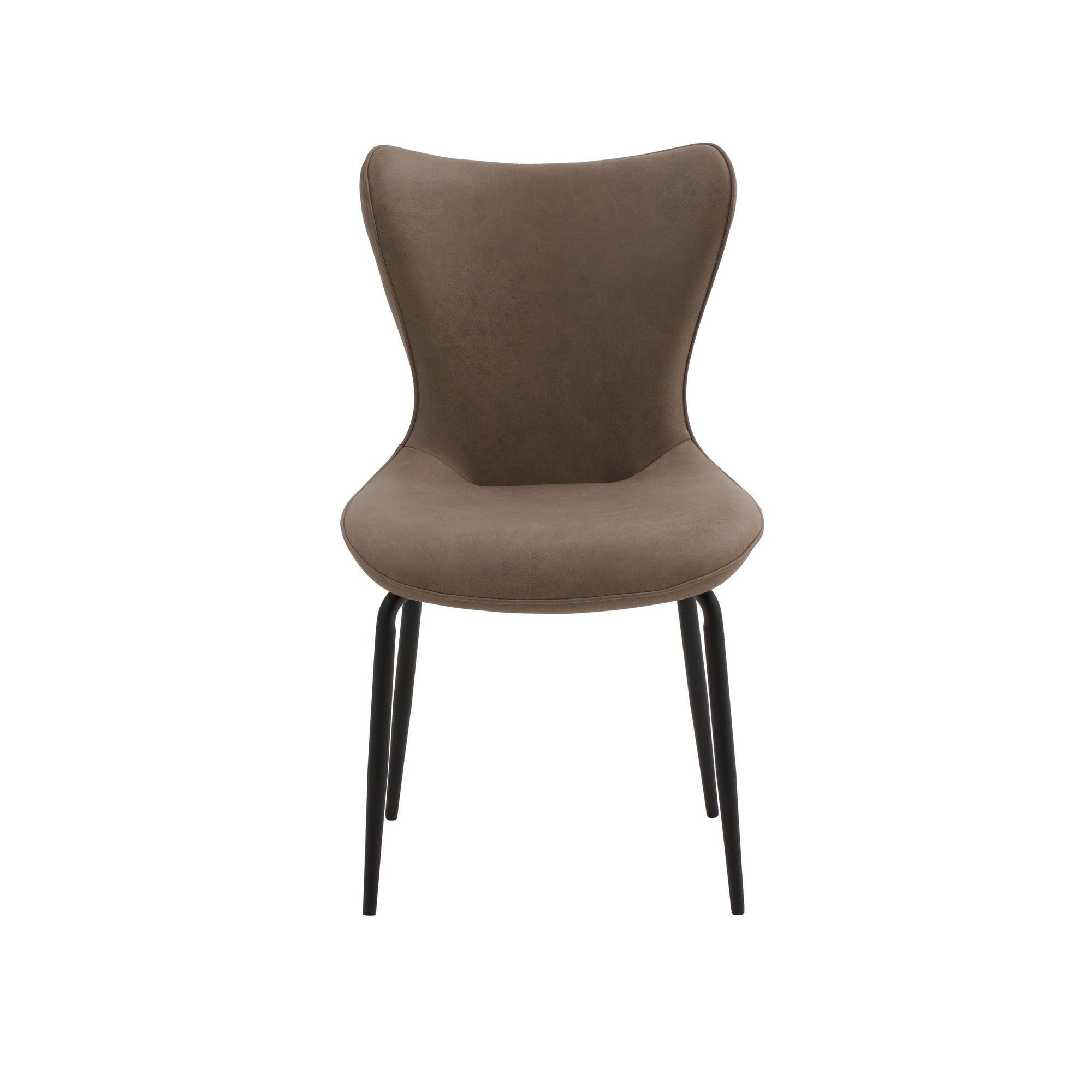 set di 4 sedie bondi beach in similpelle marrone e gambe in metallo nero, dettaglio della struttura in legno, metallo o...