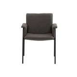 set di 4 sedie cancún in similpelle grigio e gambe in metallo nero, con braccioli, dettaglio dei braccioli imbottiti o in...