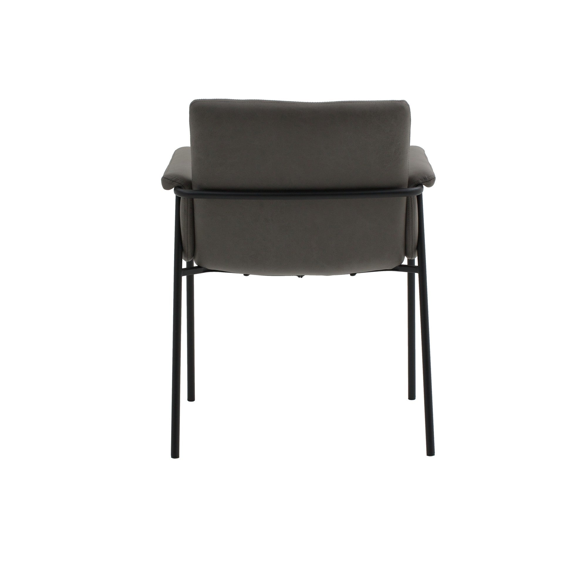 set di 4 sedie cancún in similpelle grigio e gambe in metallo nero, con braccioli, comfort superiore grazie al supporto...