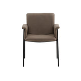 set di 4 sedie cancún in similpelle marrone e gambe in metallo nero, con braccioli, dettaglio dei braccioli imbottiti o in...