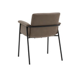 set di 4 sedie cancún in similpelle marrone e gambe in metallo nero, con braccioli, ideale per creare una seduta accogliente...