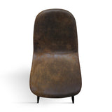 set di 4 sedie valletta in ecopelle scamosciato finitura castagna e gambe in metallo nero, seduta ergonomica per comfort...