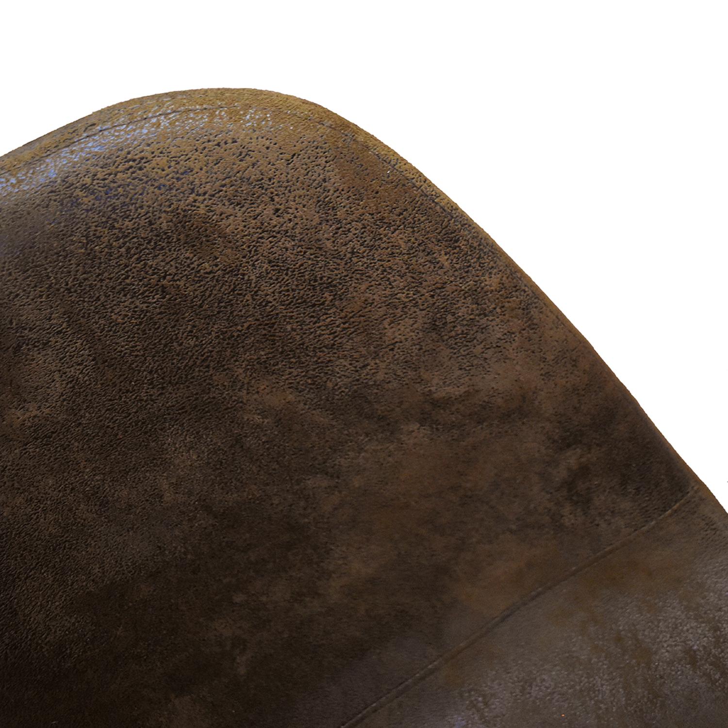 set di 4 sedie valletta in ecopelle scamosciato finitura castagna e gambe in metallo nero, ideale per cucina, sala da pranzo...