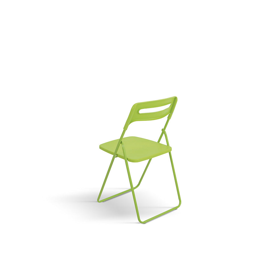 set di 6 sedie pieghevoli almeria in metallo verde e polipropilene verde, dettaglio della finitura in metallo, plastica o...