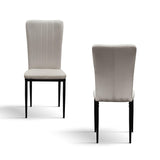 set di 6 sedie amsterdam in tessuto beige e gambe in metallo nero, dettaglio della struttura in legno, metallo o plastica