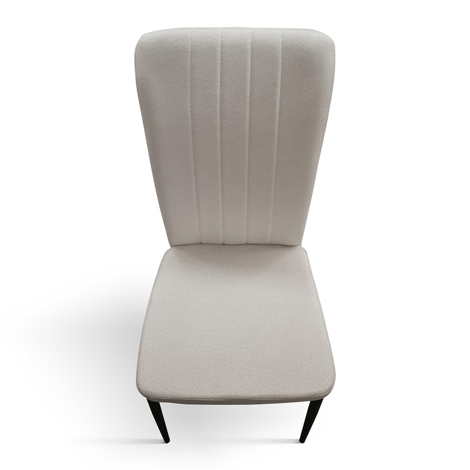 set di 6 sedie amsterdam in tessuto beige e gambe in metallo nero, seduta ergonomica per comfort quotidiano