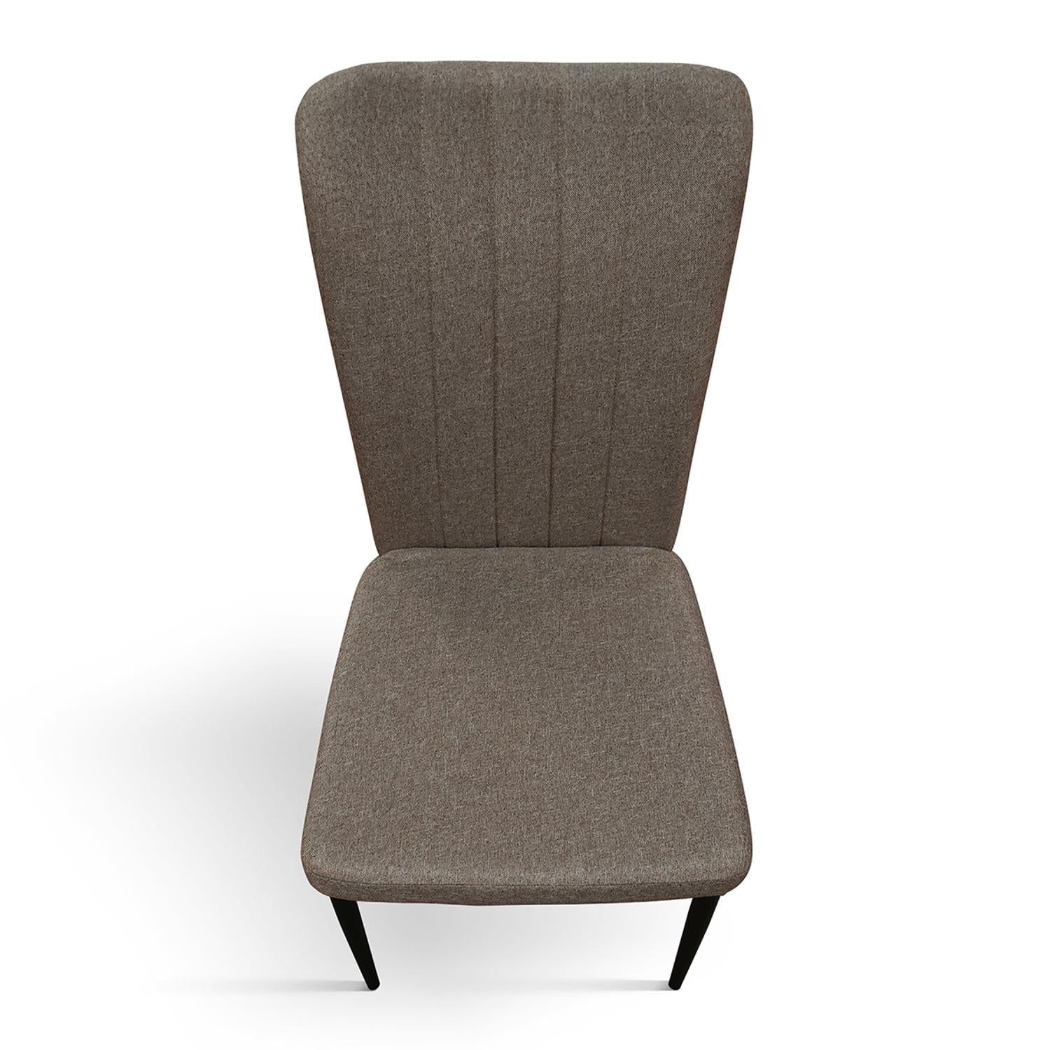 set di 6 sedie amsterdam in tessuto marrone e gambe in metallo nero, seduta ergonomica per comfort quotidiano