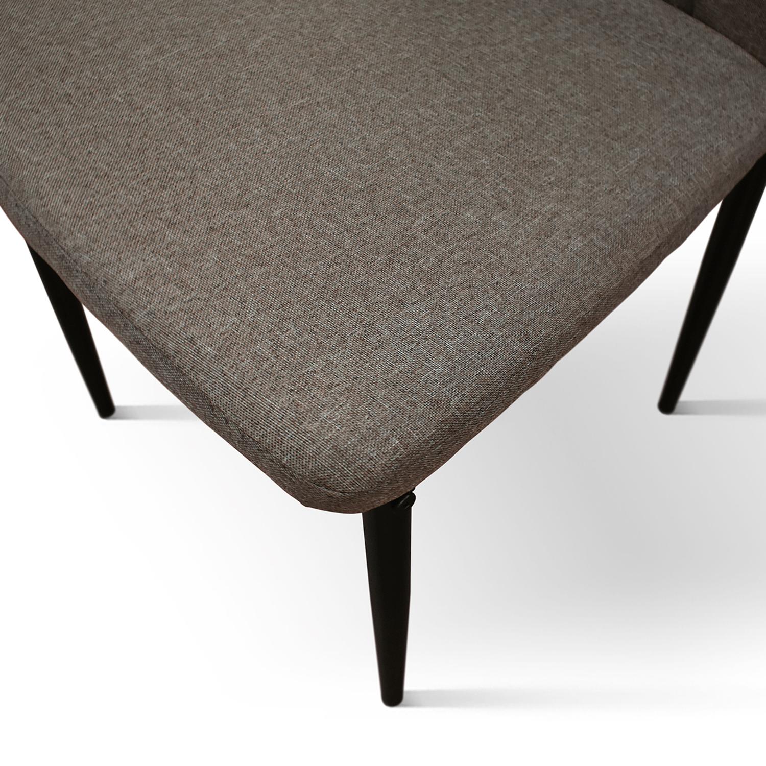 set di 6 sedie amsterdam in tessuto marrone e gambe in metallo nero, facile da abbinare a qualsiasi stile d’arredo