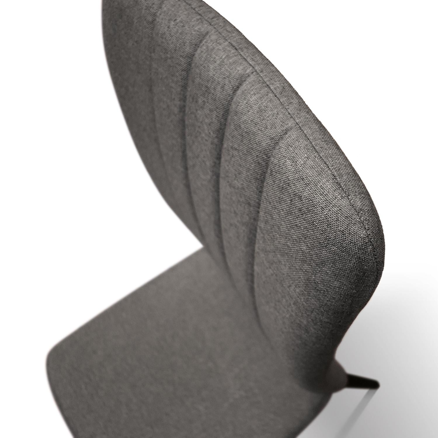 set di 6 sedie amsterdam in tessuto grigio e gambe in metallo nero, ideale per cucina, sala da pranzo o studio