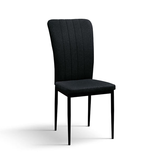 set di 6 sedie amsterdam in tessuto nero e gambe in metallo nero, sedia dal design moderno per sala da pranzo o soggiorno