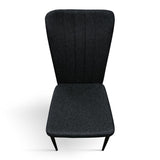 set di 6 sedie amsterdam in tessuto nero e gambe in metallo nero, seduta ergonomica per comfort quotidiano