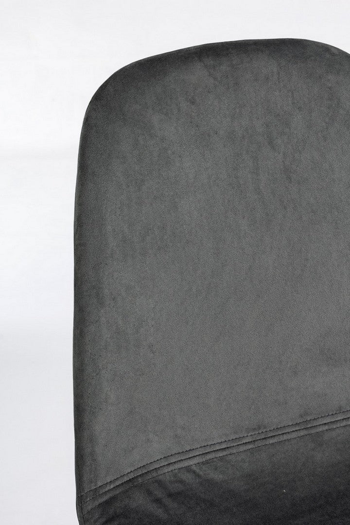 set di 4 sedie irelia in velluto grigio, dettaglio della struttura in legno, metallo o plastica
