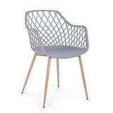 set di 4 sedie optik colore grigio, poltroncina elegante con braccioli per zona living o pranzo