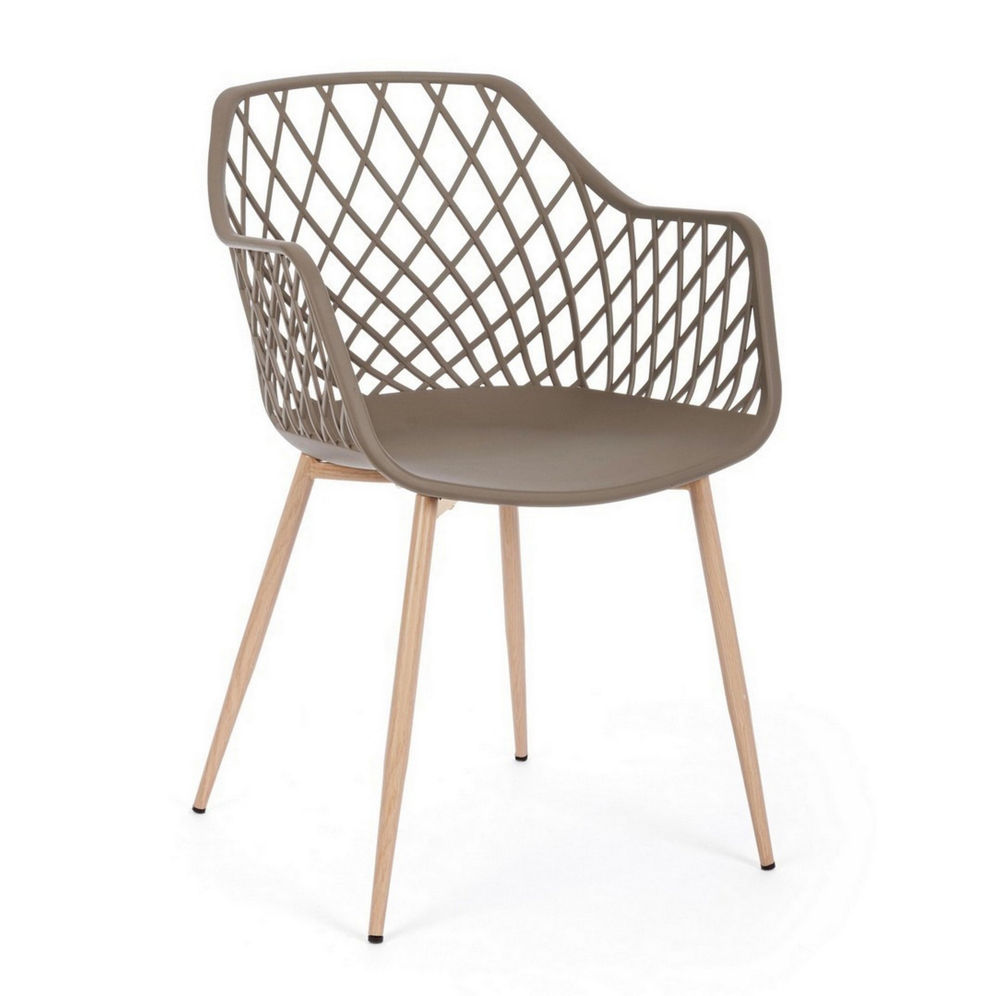 set di 4 sedie optik colore tortora, poltroncina elegante con braccioli per zona living o pranzo