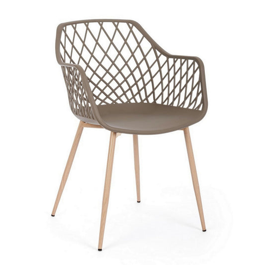 set di 4 sedie optik colore tortora, poltroncina elegante con braccioli per zona living o pranzo