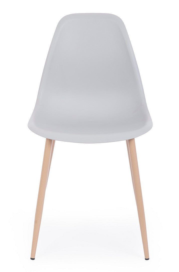 set di 4 sedie mandy in polipropilene grigio, dettaglio della struttura in legno, metallo o plastica