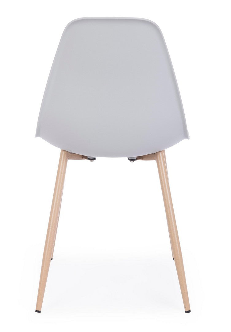 set di 4 sedie mandy in polipropilene grigio, vista ambientata attorno a un tavolo da pranzo