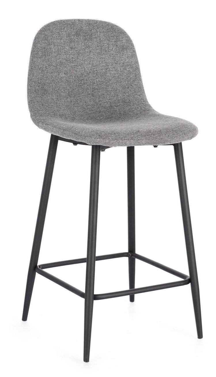 set di 2 sgabelli irelia in tessuto grigio scuro e gambe in acciaio nere, sgabello moderno per cucina, bar o penisola