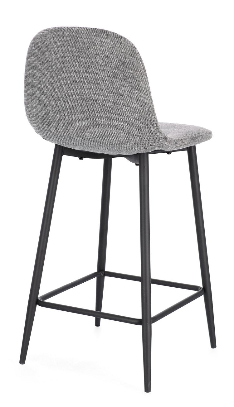 set di 2 sgabelli irelia in tessuto grigio scuro e gambe in acciaio nere, design salvaspazio ideale per ambienti...