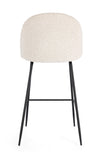 set di 2 sgabelli carry in tessuto avorio bouclé e gambe acciaio nero, struttura stabile in metallo o legno massello