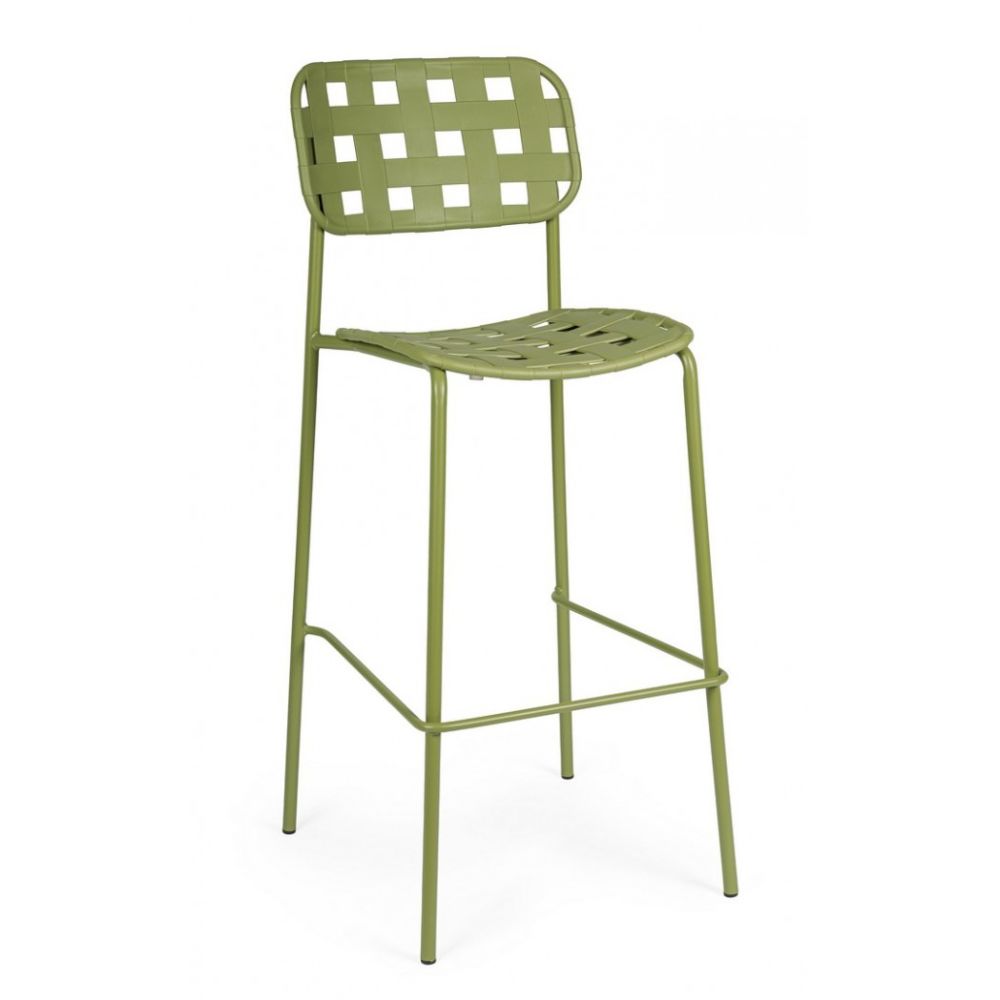 set di 4 sgabelli clover in polipropilene verde e struttura acciaio, impilabili, sgabello outdoor perfetto per terrazze e...