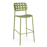 set di 4 sgabelli clover in polipropilene verde e struttura acciaio, impilabili, sgabello outdoor perfetto per terrazze e...