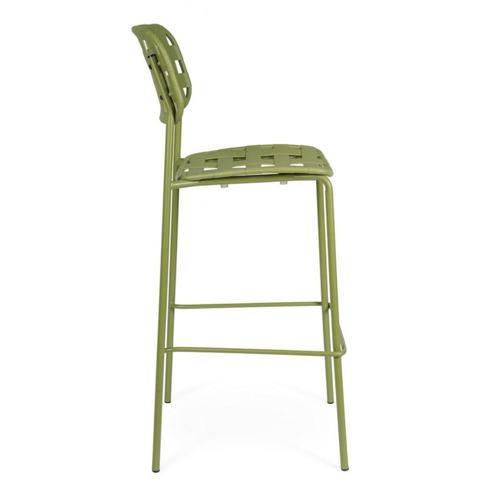 set di 4 sgabelli clover in polipropilene verde e struttura acciaio, impilabili, ideale per spazi esterni e bar all’aperto