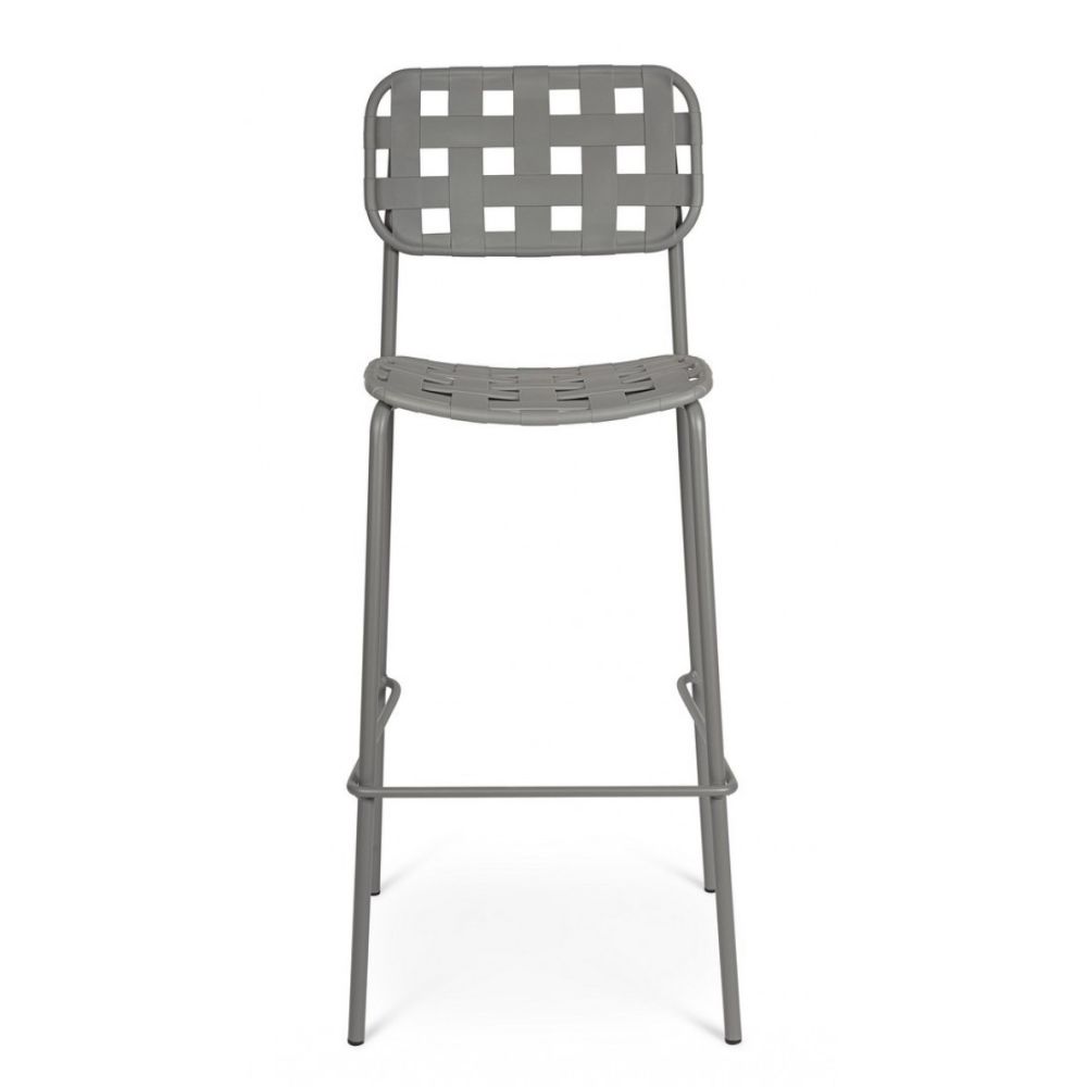 set di 4 sgabelli clover in polipropilene grigio e struttura acciaio, impilabili, ambientazione in giardino o accanto a...