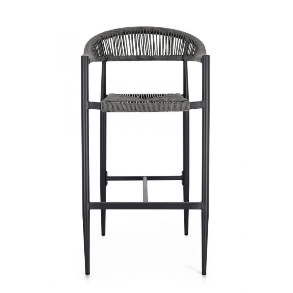 set di 4 sgabelli jandia in alluminio antracite e fibre intrecciate grigie, impilabili, design leggero e impilabile per uso...