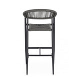 set di 4 sgabelli jandia in alluminio antracite e fibre intrecciate grigie, impilabili, ideale per spazi esterni e bar...