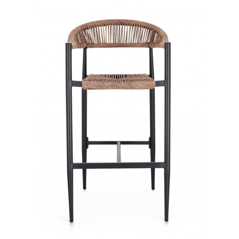 set di 4 sgabelli jandia in alluminio antracite e fibre intrecciate marroni, impilabili, design leggero e impilabile per uso...