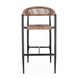 set di 4 sgabelli jandia in alluminio antracite e fibre intrecciate marroni, impilabili, design leggero e impilabile per uso...