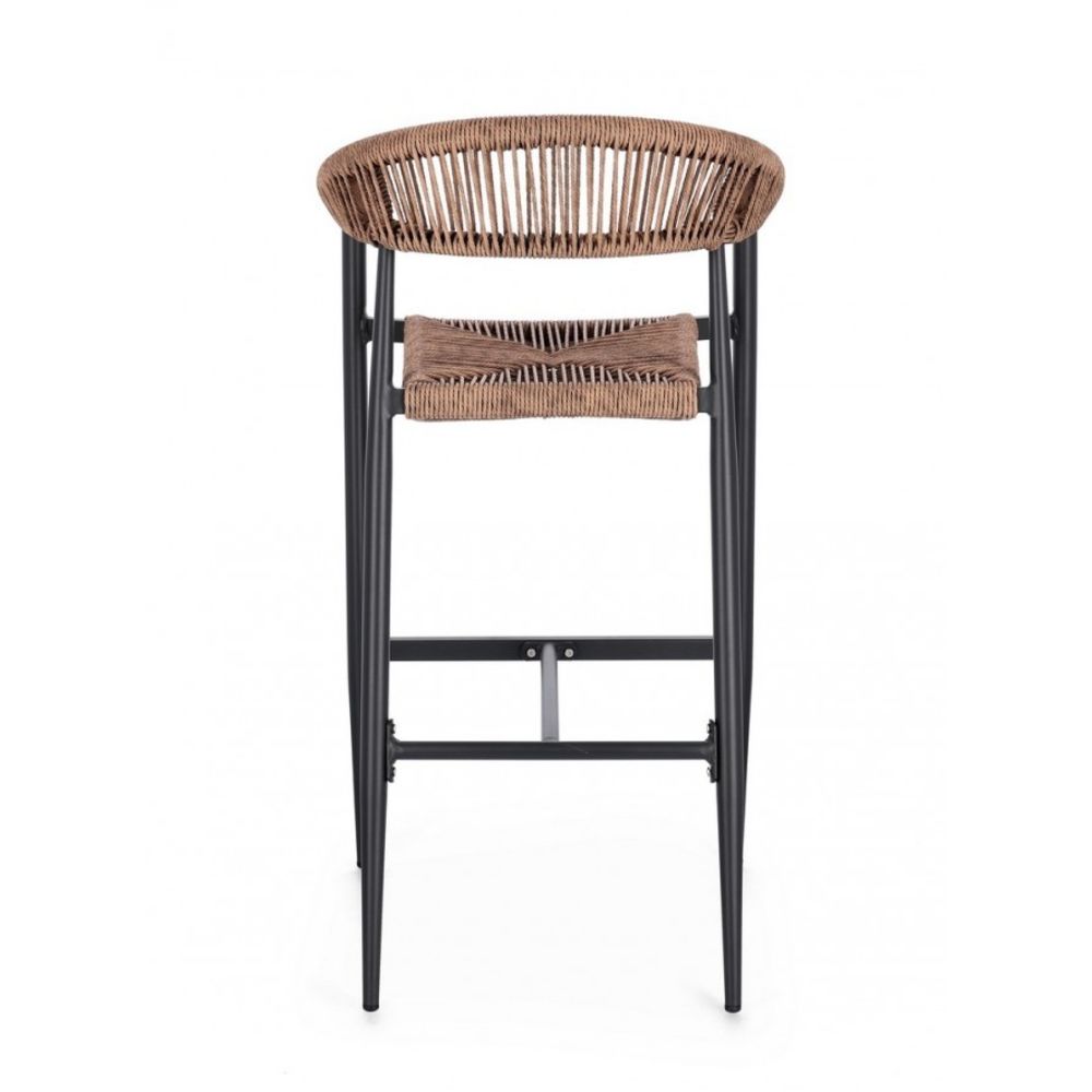 set di 4 sgabelli jandia in alluminio antracite e fibre intrecciate marroni, impilabili, ideale per spazi esterni e bar...