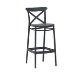 set di 4 sgabelli hamburg in polipropilene antracite, sgabello outdoor perfetto per terrazze e verande