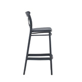 set di 4 sgabelli liverpool in polipropilene antracite, dettaglio della struttura resistente agli agenti atmosferici