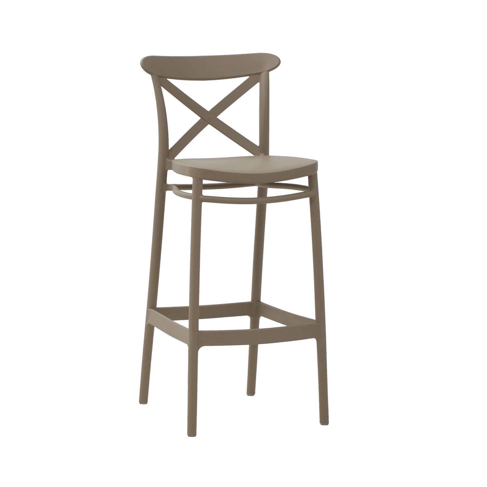 set di 4 sgabelli liverpool in polipropilene tortora, sgabello outdoor perfetto per terrazze e verande