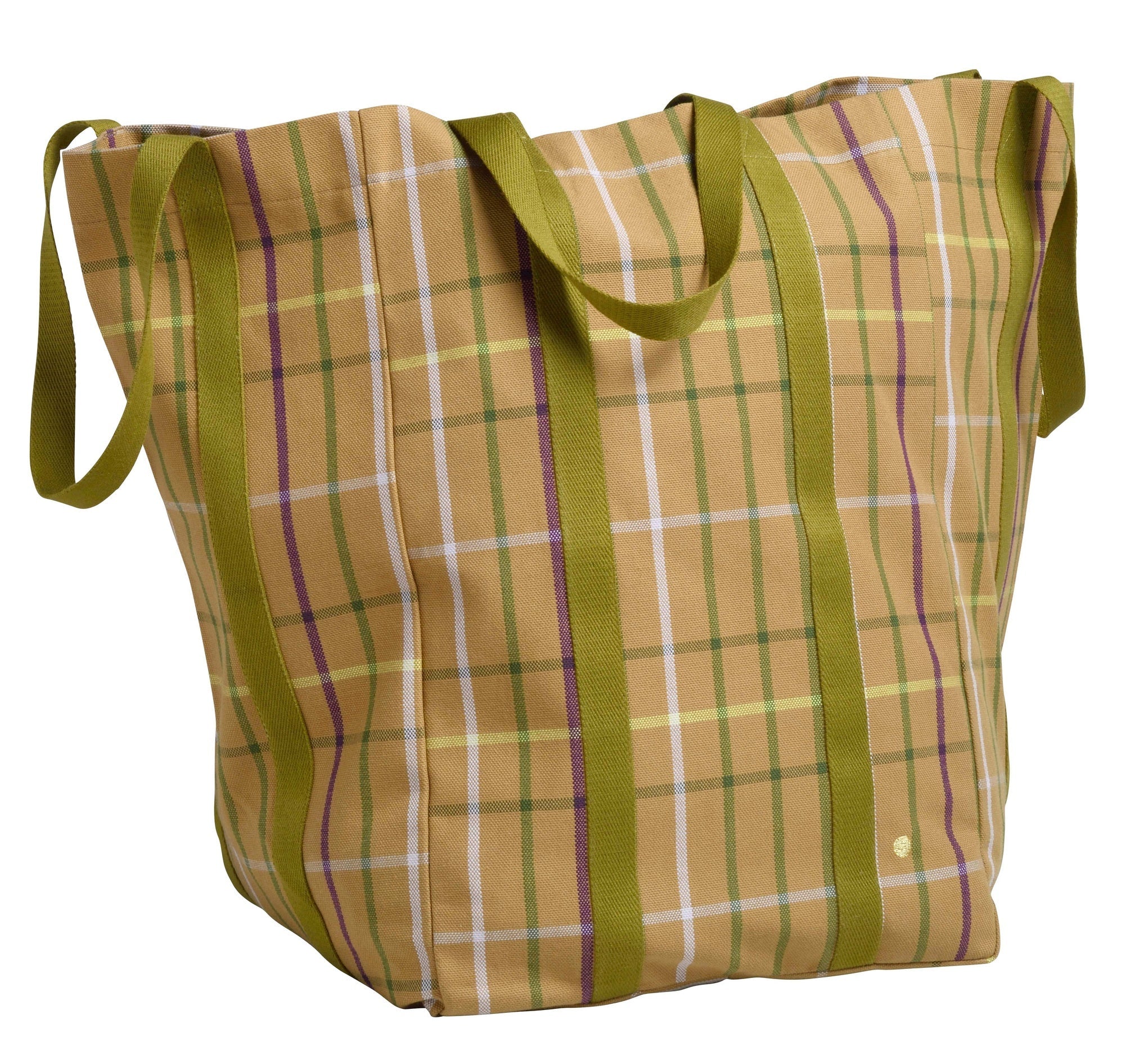 maxi borsa poppins marrone, colore marrone, taglia 48 x 33 x 33. vista frontale della borsa maxi in tessuto naturale su sfondo neutro