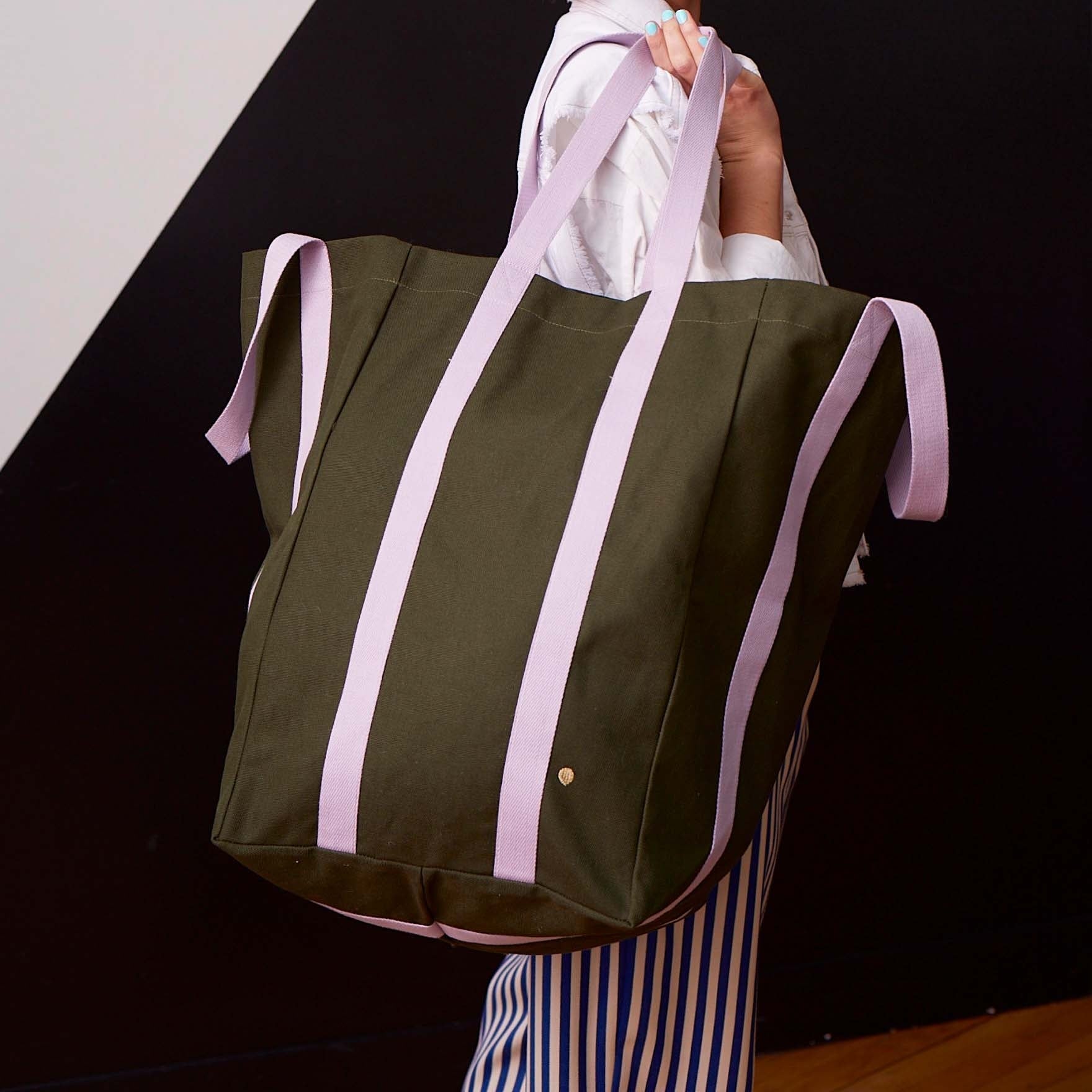 maxi borsa poppins cavolo riccio, colore cavolo riccio, taglia 48 x 33 x 33. design extra-capiente perfetto per la spesa o la spiaggia