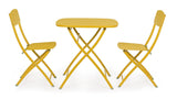 Set bistrot YVONNE con tavolo e 2 sedie in acciaio giallo ocra