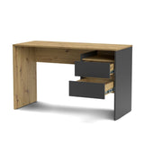 scrivania paco3 con due cassetti colore rovere e antracite, perfetta per lavorare, studiare o organizzare lo spazio