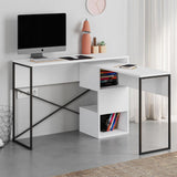 scrivania espandibile badau colore bianco e gambe in metallo nere 110x37.2x77 cm., vista ambientata in home office o cameretta
