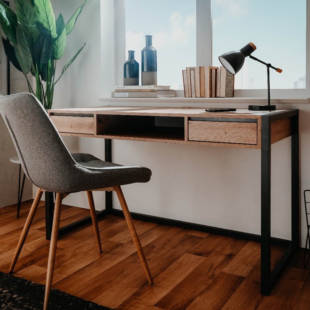 scrivania denver 30 l120xp60xh75 quercia antracite, scrivania moderna per ufficio o studio con ampio piano