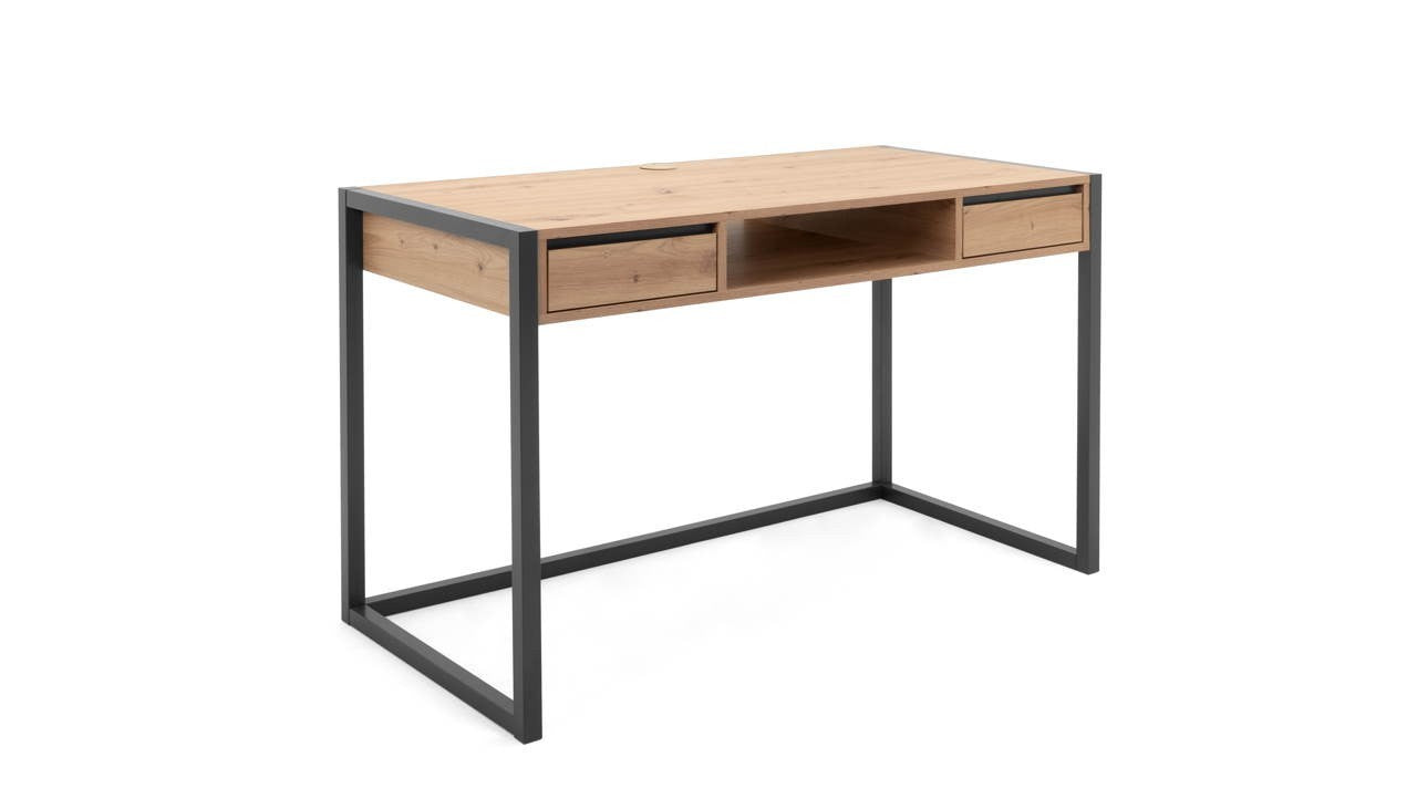 scrivania denver 30 l120xp60xh75 quercia antracite, vista ambientata in home office o cameretta