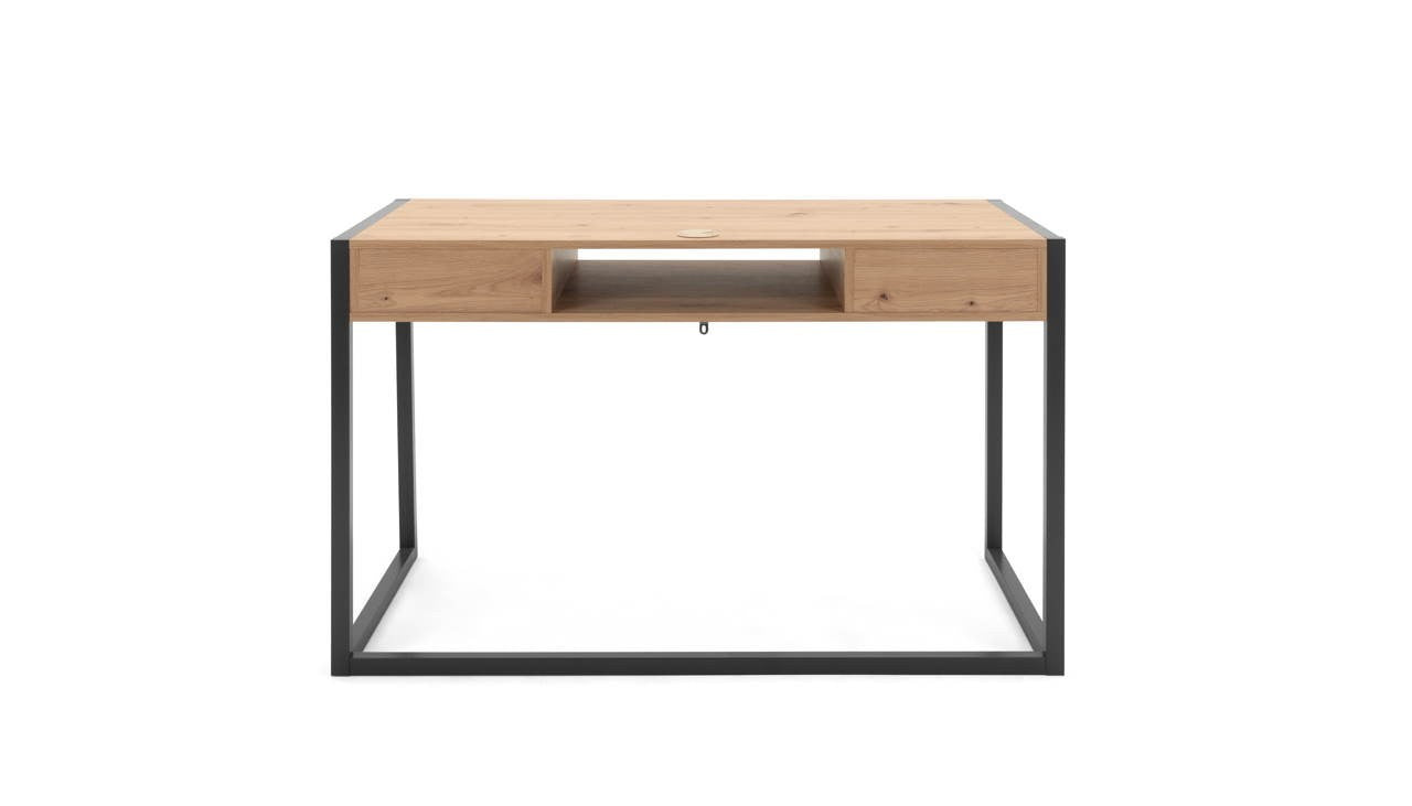 scrivania denver 30 l120xp60xh75 quercia antracite, dotata di mensole, cassetti o vani portaoggetti