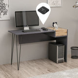 scrivania candy antracite noce porte usb 121x45, dettaglio delle gambe, cassetti e finiture di design