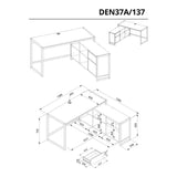 scrivania angolare denver37a reversibile quercia antracite, scrivania ergonomica per aumentare la produttività